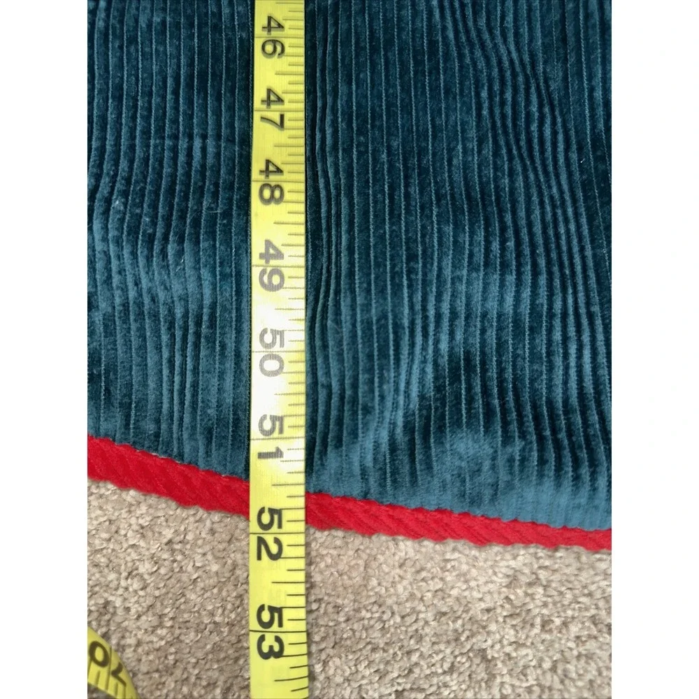 Vintage Green Velvet Corduroy Red Trim 